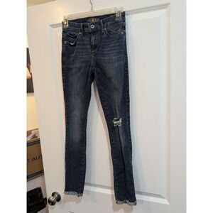 Lucky Brand Ava Jeans Womens Size 00/24 Blue Denim Ripped Skinny Ankle Leggings
